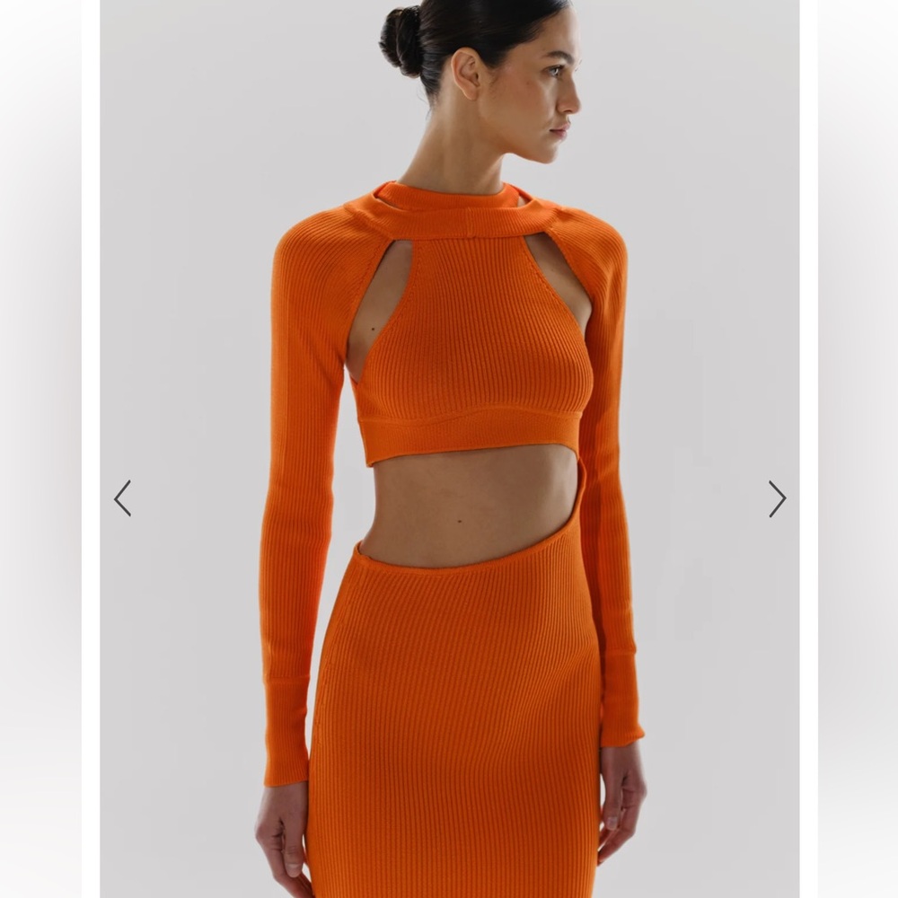 Baobab Collection Orange Ribbed Cutout Maxi Dress